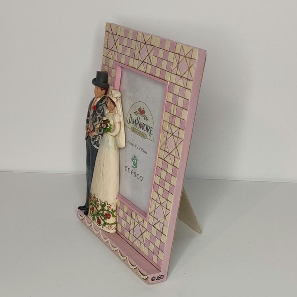Jim Shore Pink and Cream Wedding Couple Picture Frame - Picture 8 of 16